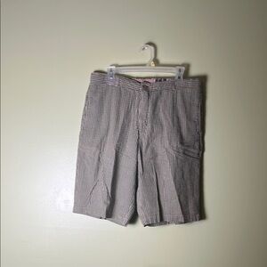 Tailor Vintage Green and beige Flat Front poshwork Shorts .